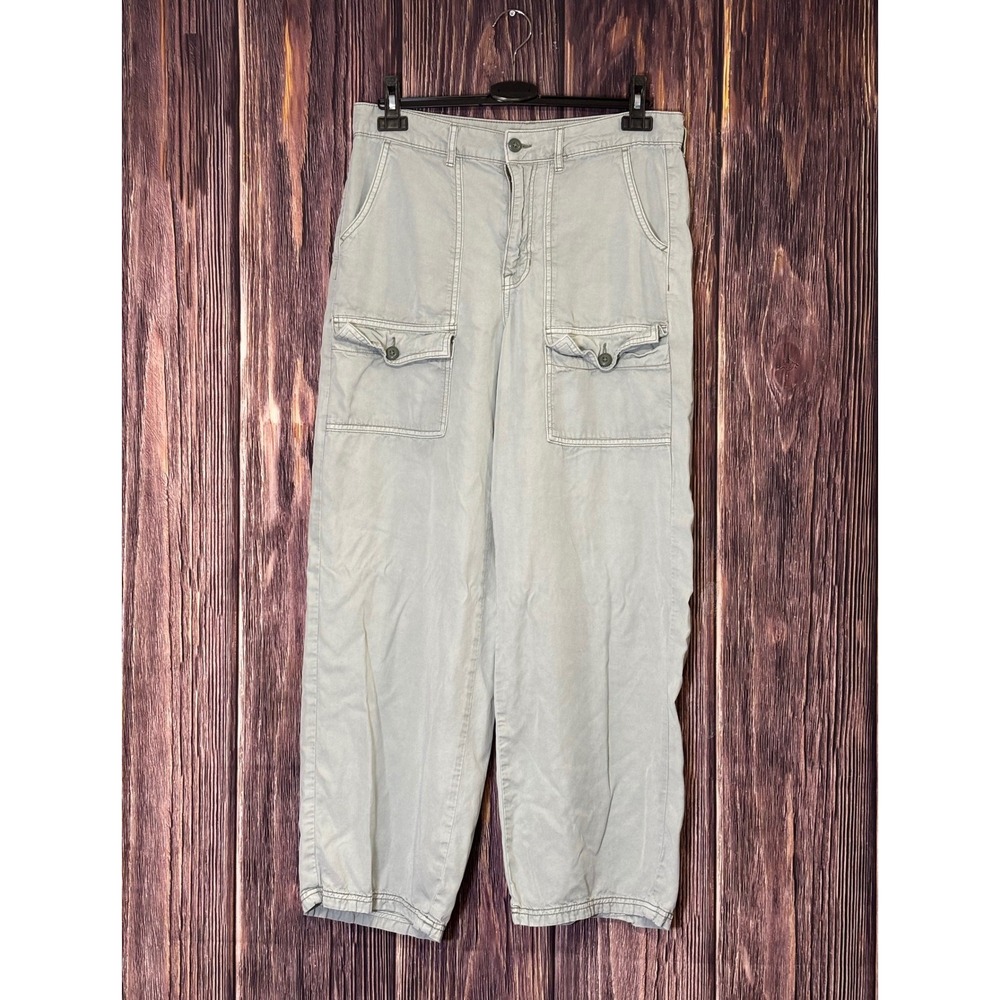 American Eagle Outfitters Cargo Pants Womens 10 Light Gray Wide Leg Casual